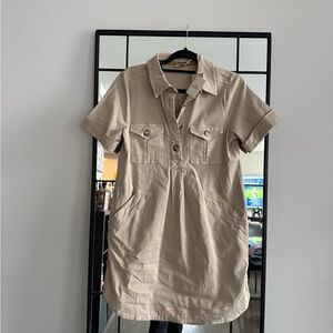Faherty Tan Short Sleeve Shirt Dress